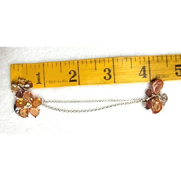 Avon 2005 Fluttering Butterfly Lapel Double Pin Chain Glass Peach Amethyst - Picture 3 of 4